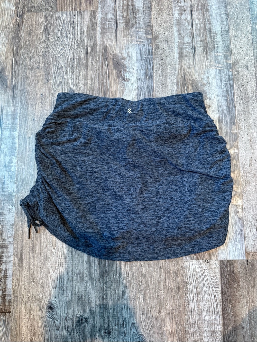 Dark Gray Ruched Drawstring Mini Skort - Picture 2 of 4